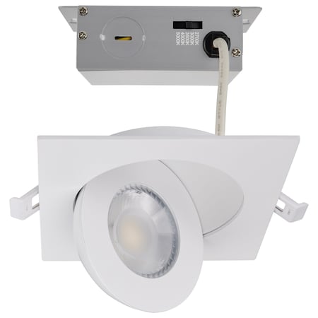 Satco LED Direct Wire Downlight Gimbaled, 9 Watt CCT Selectable, 4 Inch Square, Remote Driver, White S11841